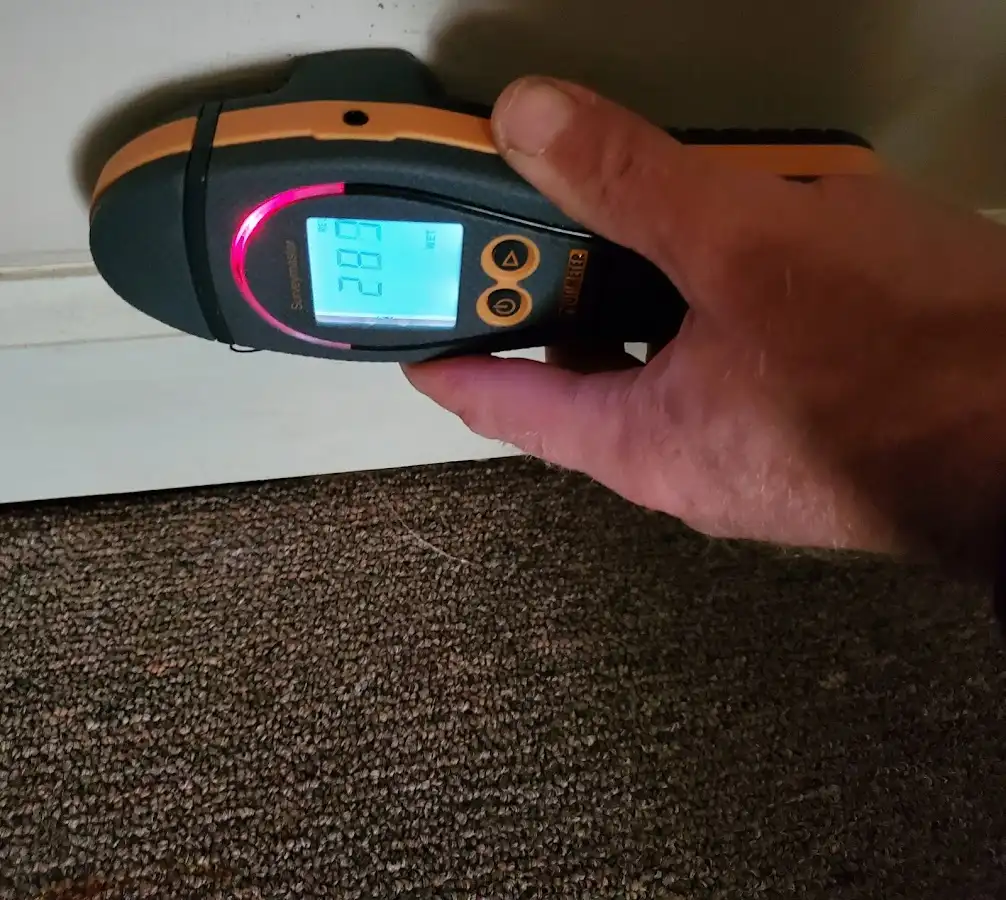 Moisture detection at baseboard during Sewage Cleanup & Sanitation in Boxborough